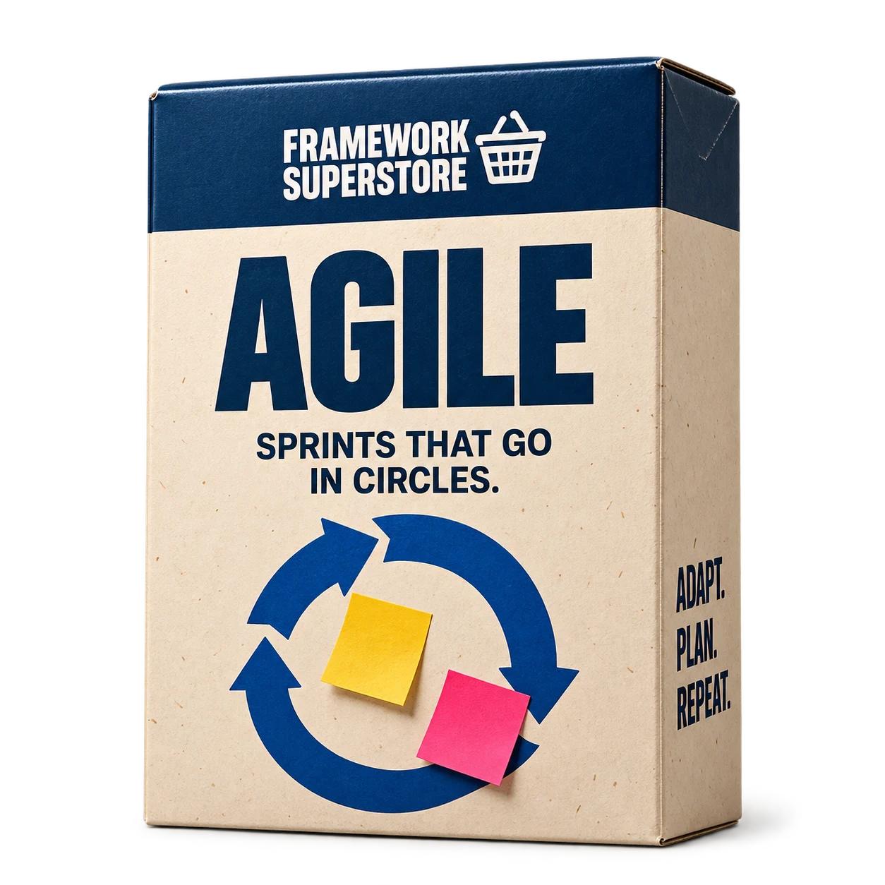 Cream Framework Superstore Agile box with navy packaging details.